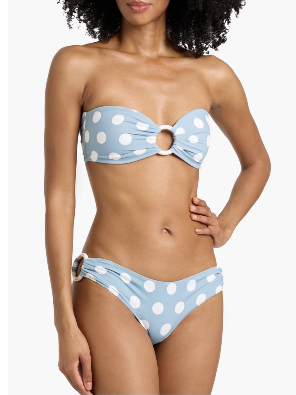 Marysia Coronada Polka Dot Bandeau Top & Bottoms Bikini Set in Blue New